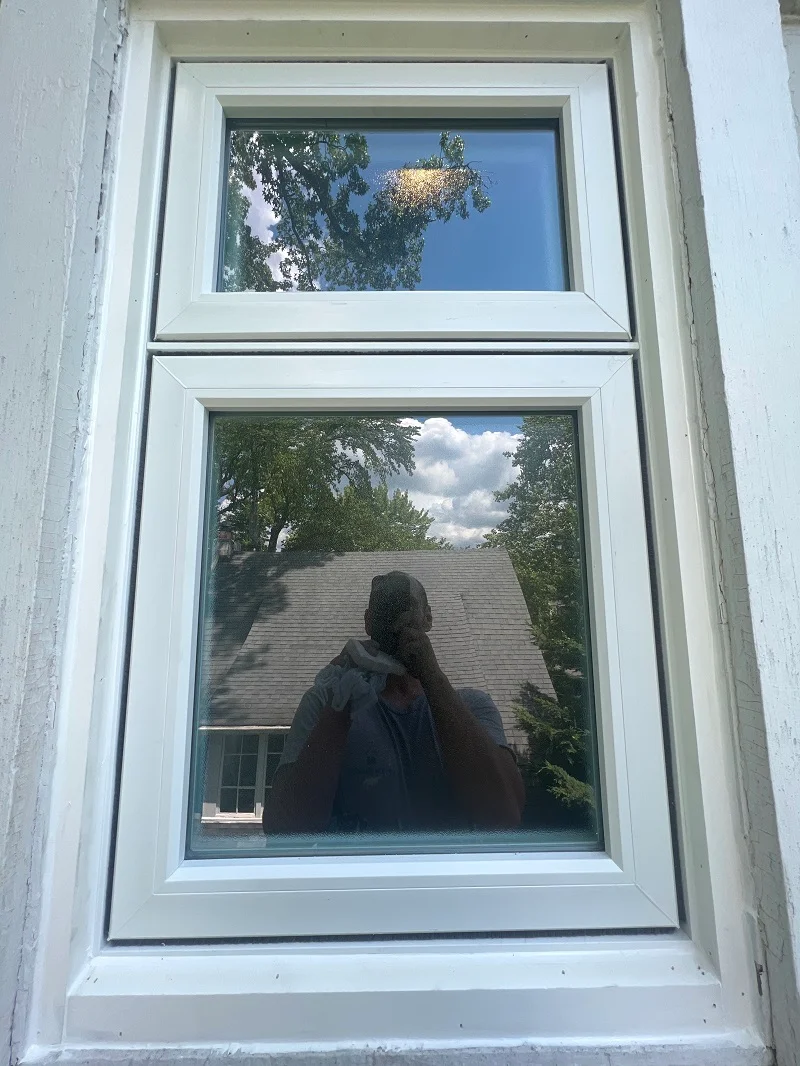 Harvey casement window with tempered and obscure glass